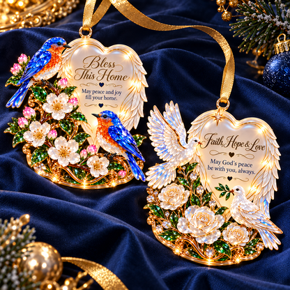 🪽 2026 Angel Wings Heart Christmas Ornaments – Set of 6 Inspirational Holiday Keepsakes