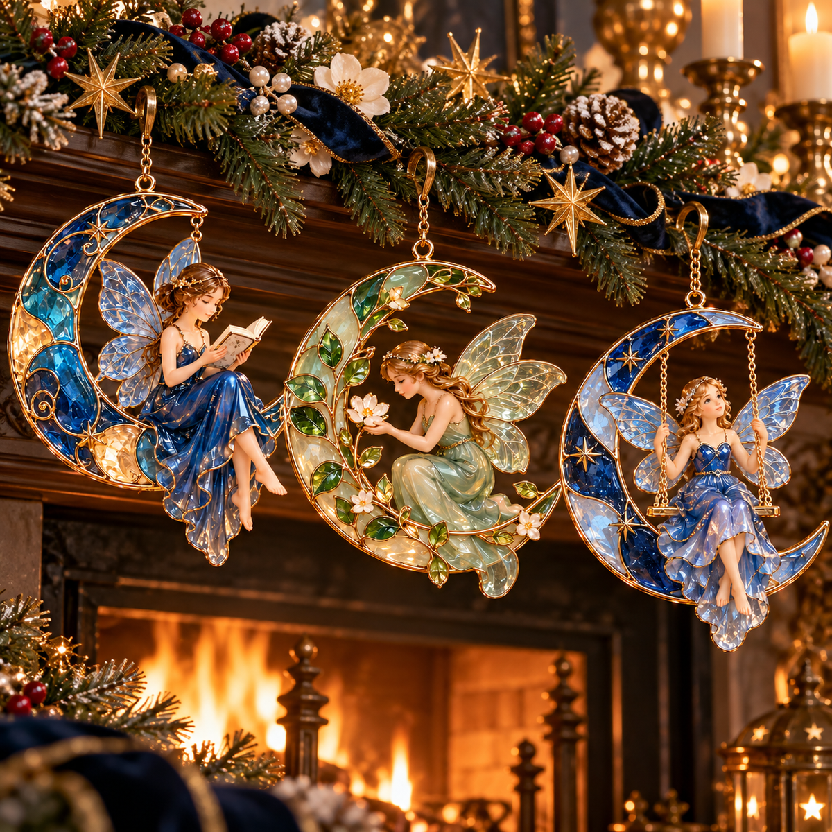 ✨ 2026 Enchanted Moon Fairy Christmas Ornaments – Set of 6
