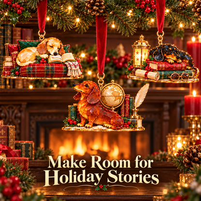 Dachshund Christmas Ornaments – Cozy Library Holiday Collection