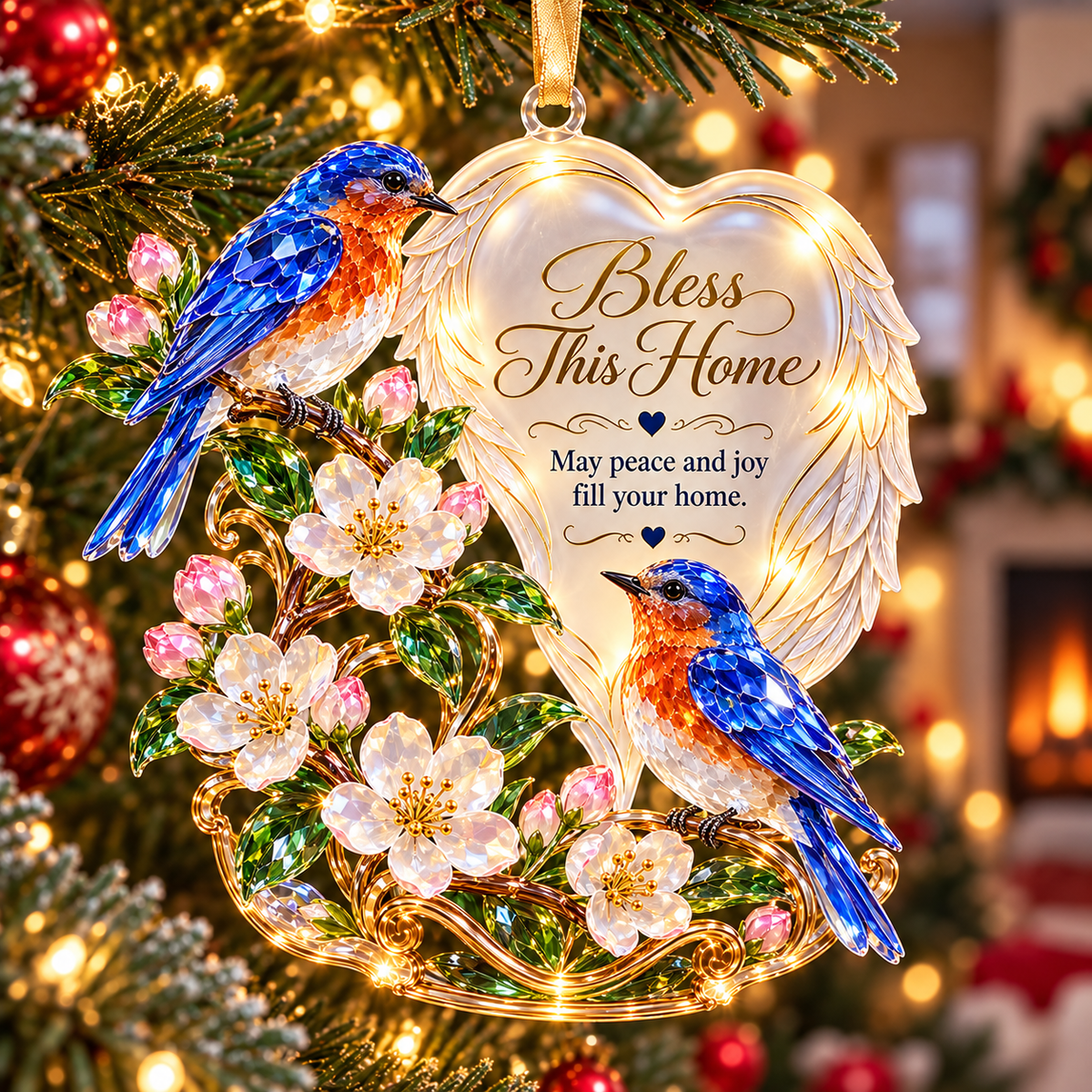 🪽 2026 Angel Wings Heart Christmas Ornaments – Set of 6 Inspirational Holiday Keepsakes