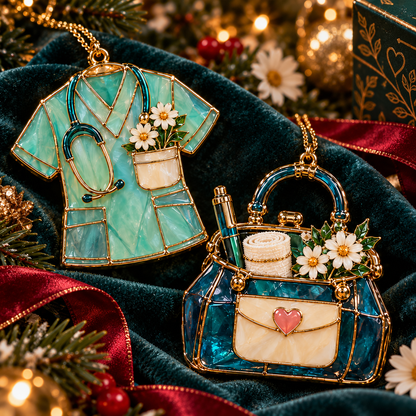 ✨ 2026 Nurse Appreciation Stained Glass Christmas Ornaments – Set of 6