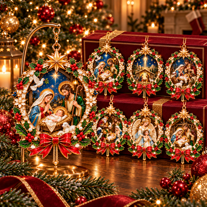 2026 Nativity Christmas Ornaments – 6-Piece Holy Family & Bethlehem Keepsake Collection | Faith-Inspired Christmas Tree Decorations & Meaningful Religious Gifts