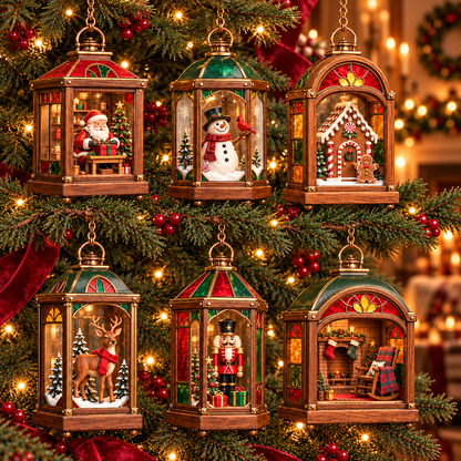 🏮 2026 Christmas Lantern Ornaments – Set of 6 Vintage Holiday Keepsakes