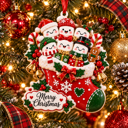 Christmas Marshmallow Family Stocking Ornament - image 1