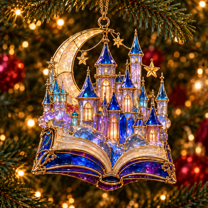 🎄 2026 Enchanted Storybook Christmas Ornaments – Set of 6 |  Stained Glass Fairy Tale Castle, Unicorn, Fairy, Mermaid, Dragon & Snowy Village Hanging Decorations | Magical Christmas Tree Ornaments & Fantasy Lover Gifts