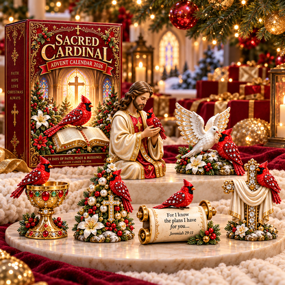 2026 Cardinal Jesus Cross 24-Day Advent Calendar – Faith-Inspired Christmas Countdown with 24 Collectible Miniatures