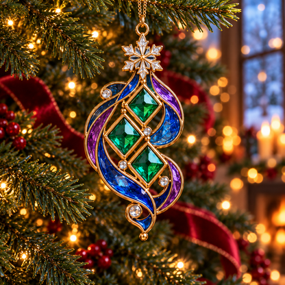 ✨ 2026 Magical Stained Glass Christmas Ornaments – Set of 6 |  Crystal Castle, Candy, Rocket, Rainbow Star & Heart Hanging Decorations | Colorful Christmas Tree Ornaments & Holiday Gifts