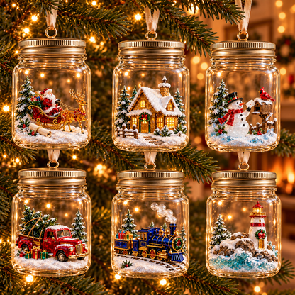 Christmas in a Jar – 6 Enchanting Holiday Scene Ornament Designs