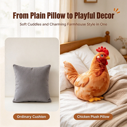 Chicken-Shaped Plush Pillow - Cute Hen Stuffed Animal, Realistic Look Home Decorative Cushion🐔