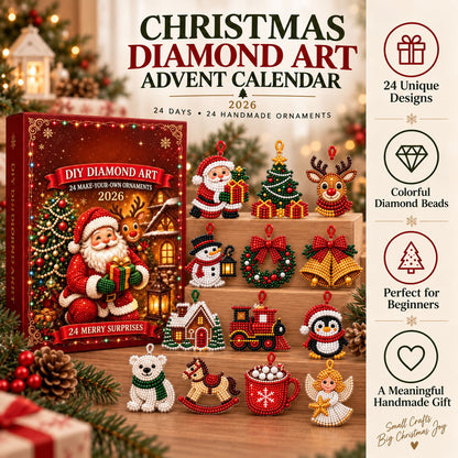 CHRISTMAS KICKOFF 40% OFF - Christmas Diamond Painting Advent Calendar 2026 - 24-Day DIY Craft Ornament - Creative Christmas Gift for Craft Lovers