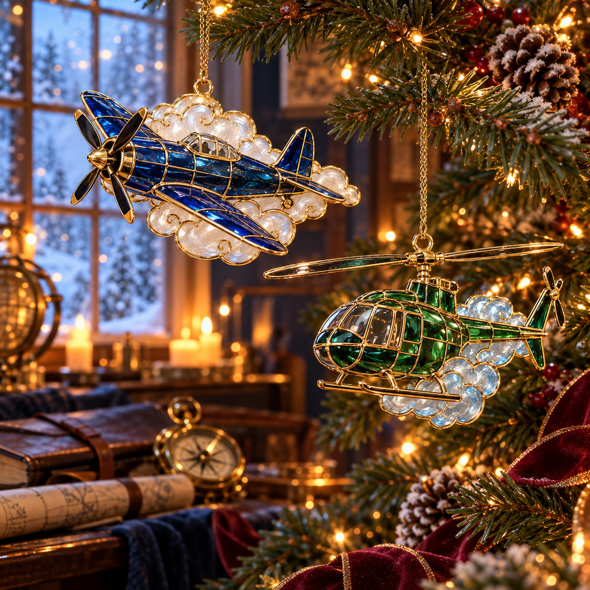 ✨ 2026 Military Stained Glass Christmas Ornaments – Set of 6