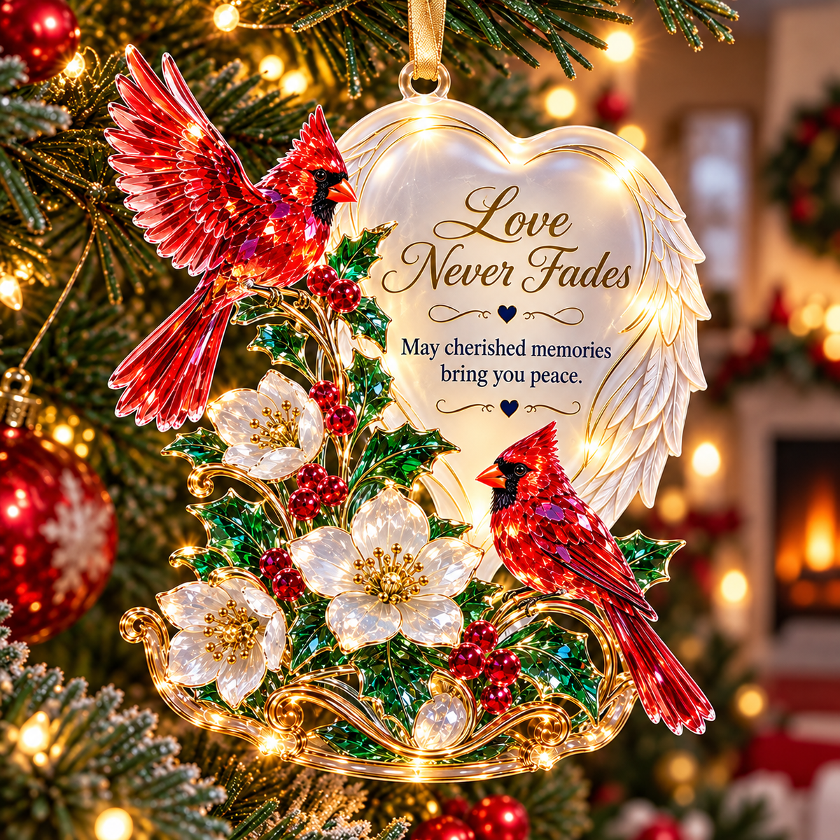 🪽 2026 Angel Wings Heart Christmas Ornaments – Set of 6 Inspirational Holiday Keepsakes
