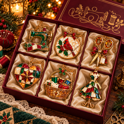 ✨ 2026 Vintage Stained Glass Sewing Christmas Ornaments – Set of 6