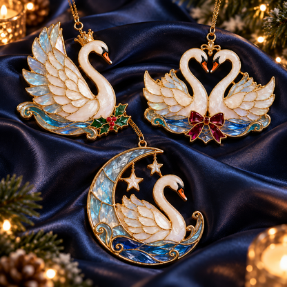 🎄 2026 Christmas Swan Ornaments – Set of 6 Elegant Holiday Keepsakes