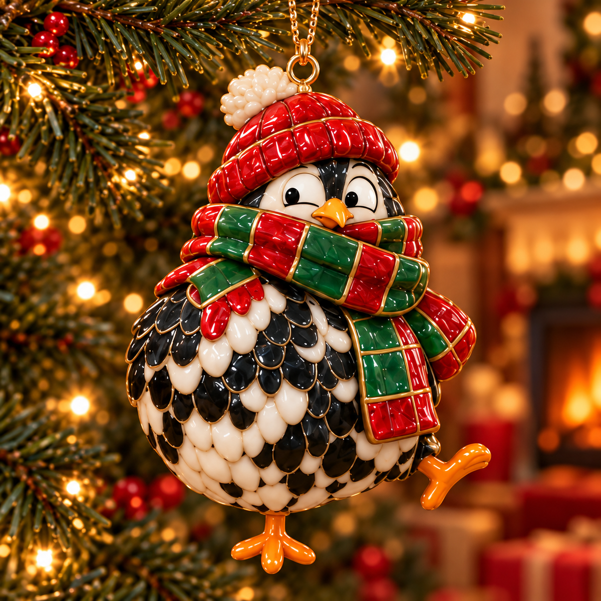 🐔 2026 Christmas Chicken Ornaments – Set of 6 Festive Farmhouse Holiday Keepsakes