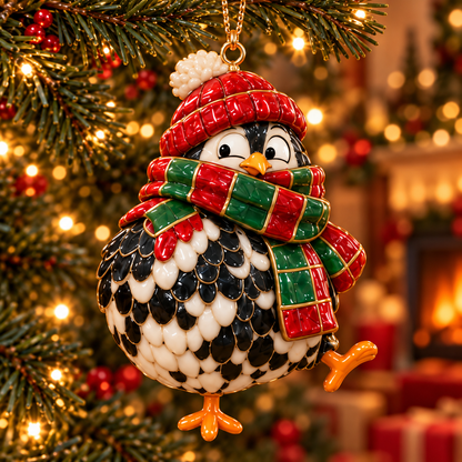 🐔 2026 Christmas Chicken Ornaments – Set of 6 Festive Farmhouse Holiday Keepsakes
