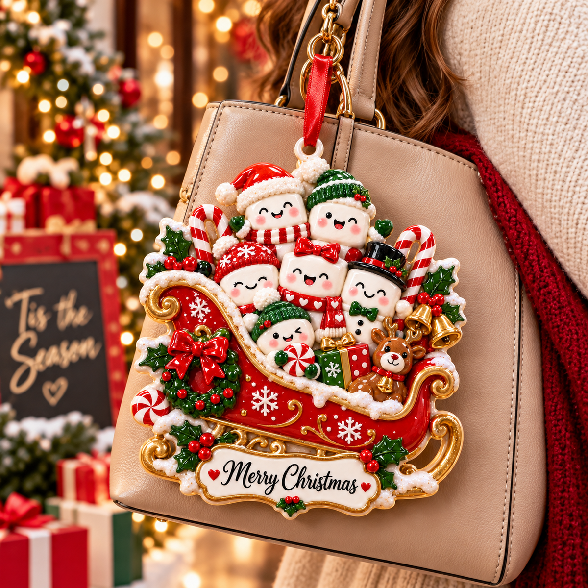 Christmas Marshmallow Family Sleigh Ornament - image 8