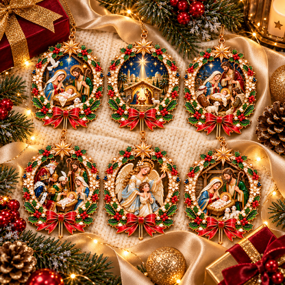 2026 Nativity Christmas Ornaments – 6-Piece Holy Family & Bethlehem Keepsake Collection | Faith-Inspired Christmas Tree Decorations & Meaningful Religious Gifts