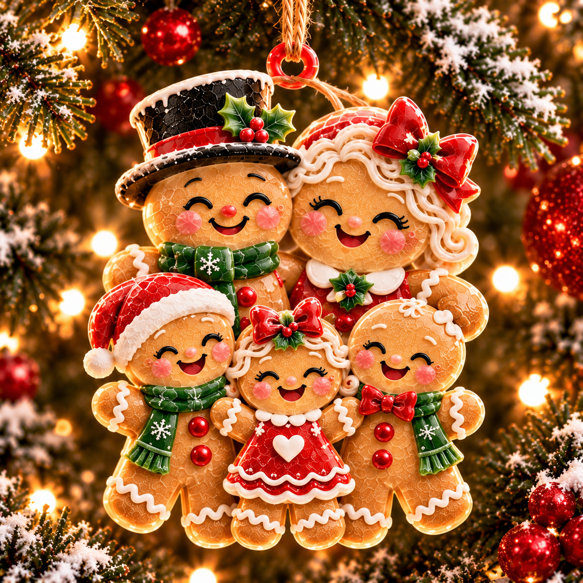 6-Piece Gingerbread Christmas Ornament Collection – Adorable  Gingerbread Family, Couple & Holiday Characters | Festive Christmas Tree Hanging Decorations, Sweet Family Keepsake Gifts
