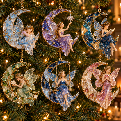 ✨ 2026 Enchanted Moon Fairy Christmas Ornaments – Set of 6