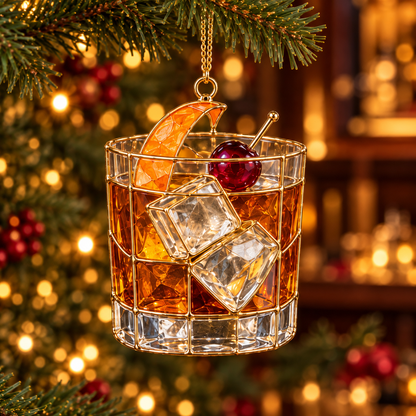 ✨ 2026 Vintage Stained Glass Cocktail & Wine Christmas Ornaments – Set of 6 |  Martini, Margarita, Whiskey, Red Wine & Champagne Hanging Decorations | Christmas Tree Ornaments & Unique Holiday Gifts for Cocktail Lovers