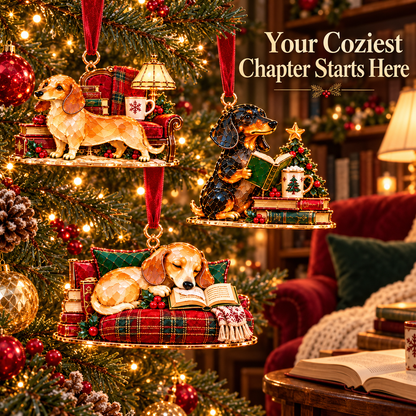 Dachshund Christmas Ornaments – Cozy Library Holiday Collection