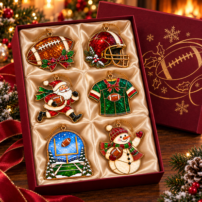 🎄 2026 Christmas Football Ornaments – Set of 6 Festive Football Holiday Keepsakes