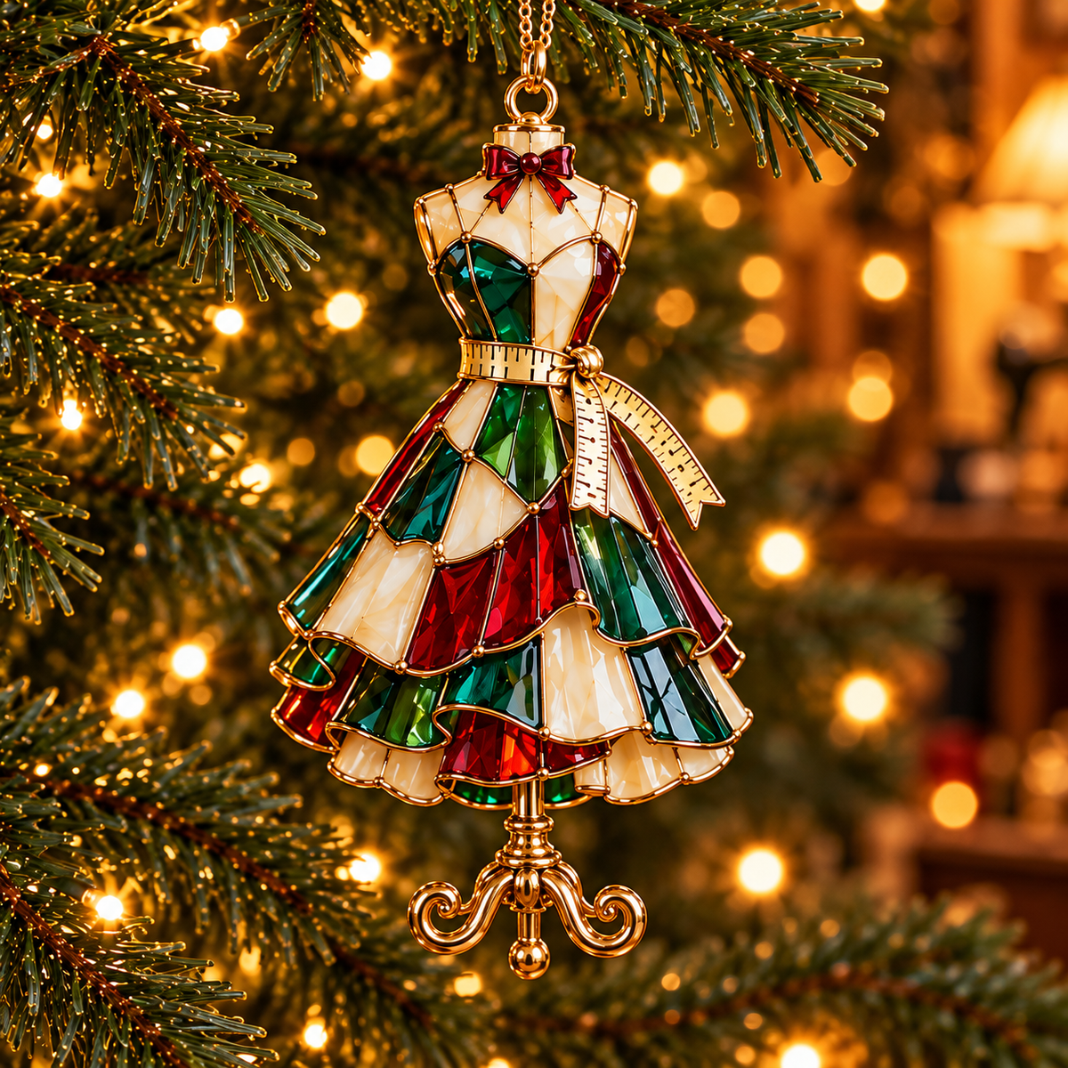 ✨ 2026 Vintage Stained Glass Sewing Christmas Ornaments – Set of 6