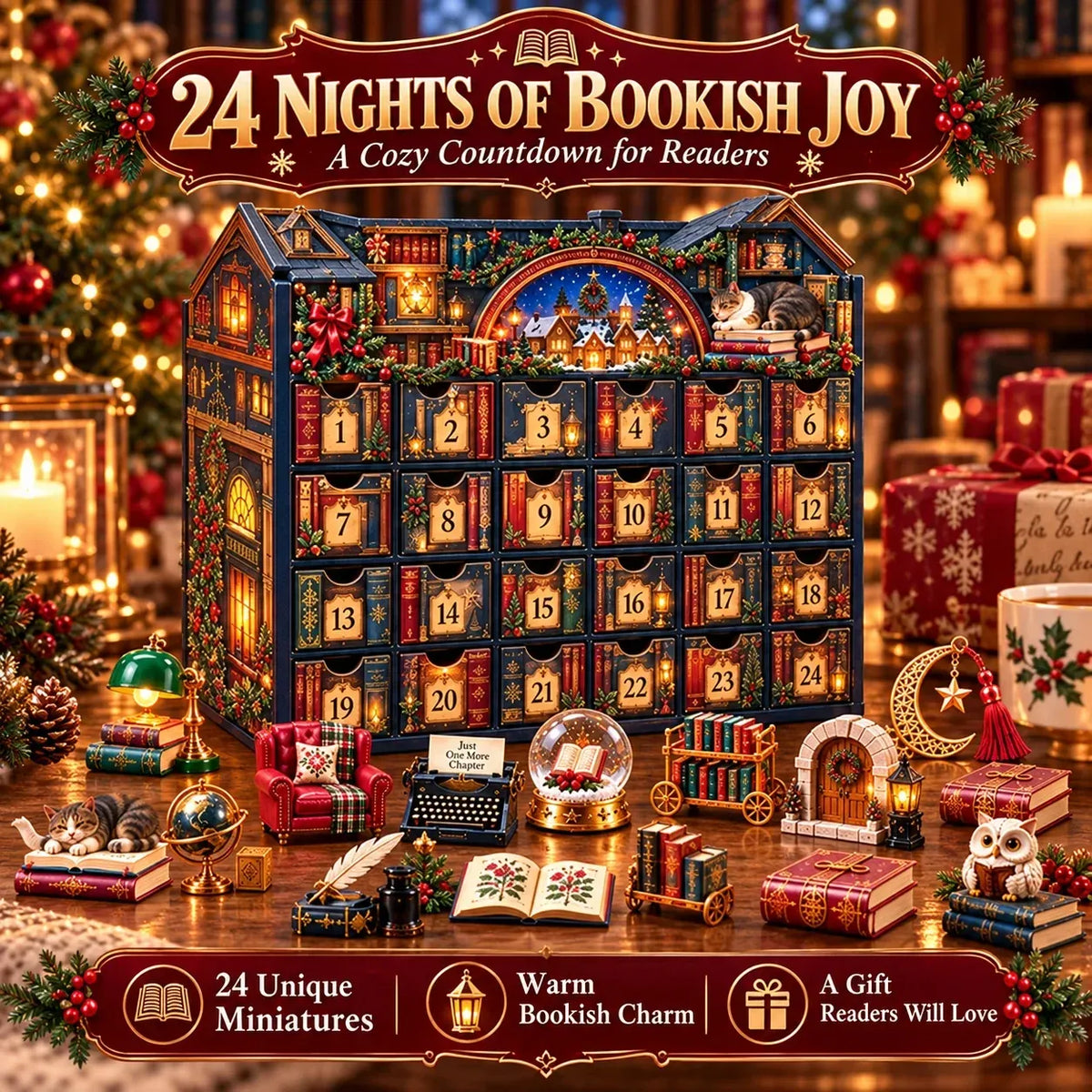 ⏳ Last Day 49% OFF – 📚 24 Nights of Bookish Joy Advent Calendar | 24 Unique Mini Literary Treasures for Readers & Book Lovers 🎄