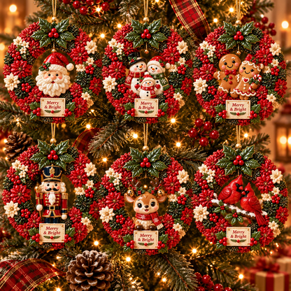Merry & Bright Christmas Wreath Ornament Collection – 6-Piece  Santa, Snowman, Gingerbread, Nutcracker, Reindeer & Cardinal Christmas Tree Decorations | Festive Holiday Keepsake Gifts