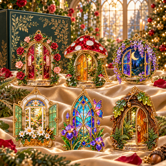 ✨ 2026 Enchanted Stained Glass Fairy Doors & Windows Christmas Ornaments – Set of 6