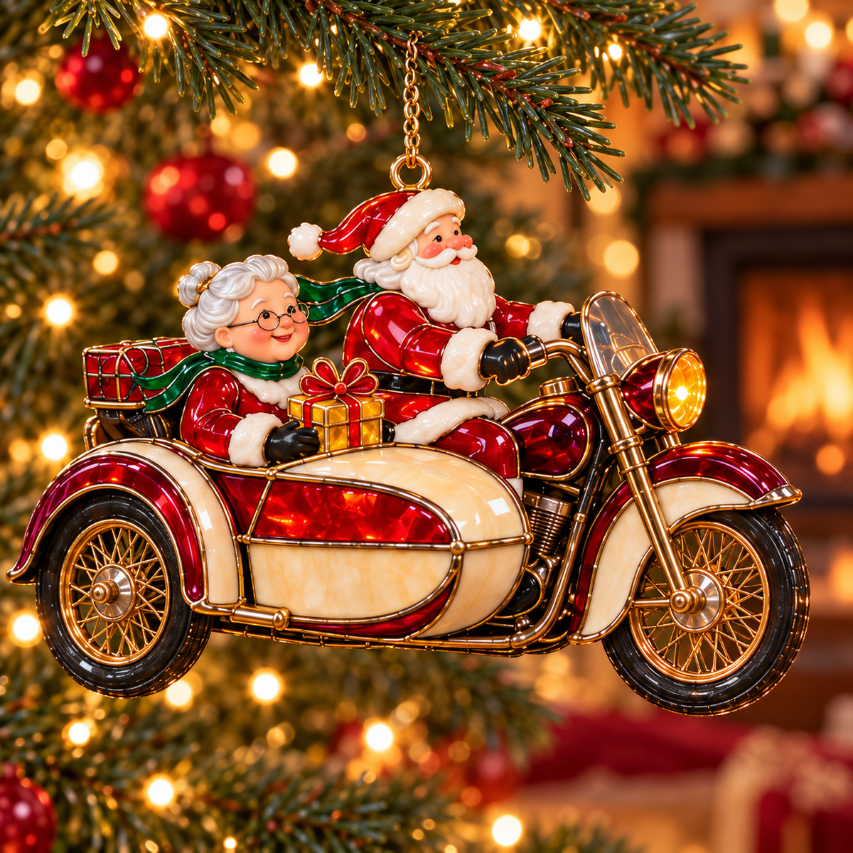 🏍️ 2026 Santa Claus Motorcycle Christmas Ornaments – Set of 6 Vintage Holiday Biker Keepsakes