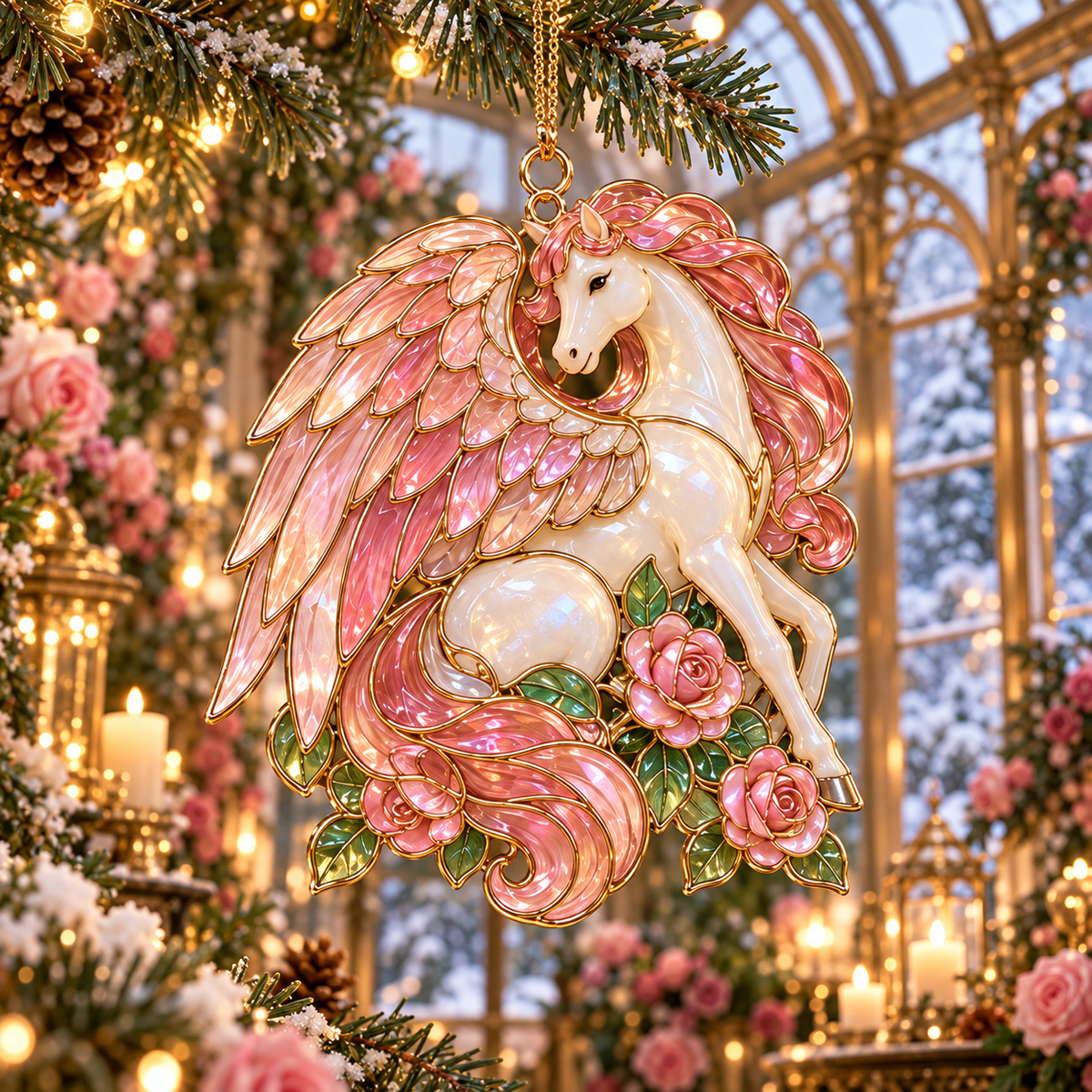 ✨ 2026 Enchanted Stained Glass Unicorn Christmas Ornaments – Set of 6