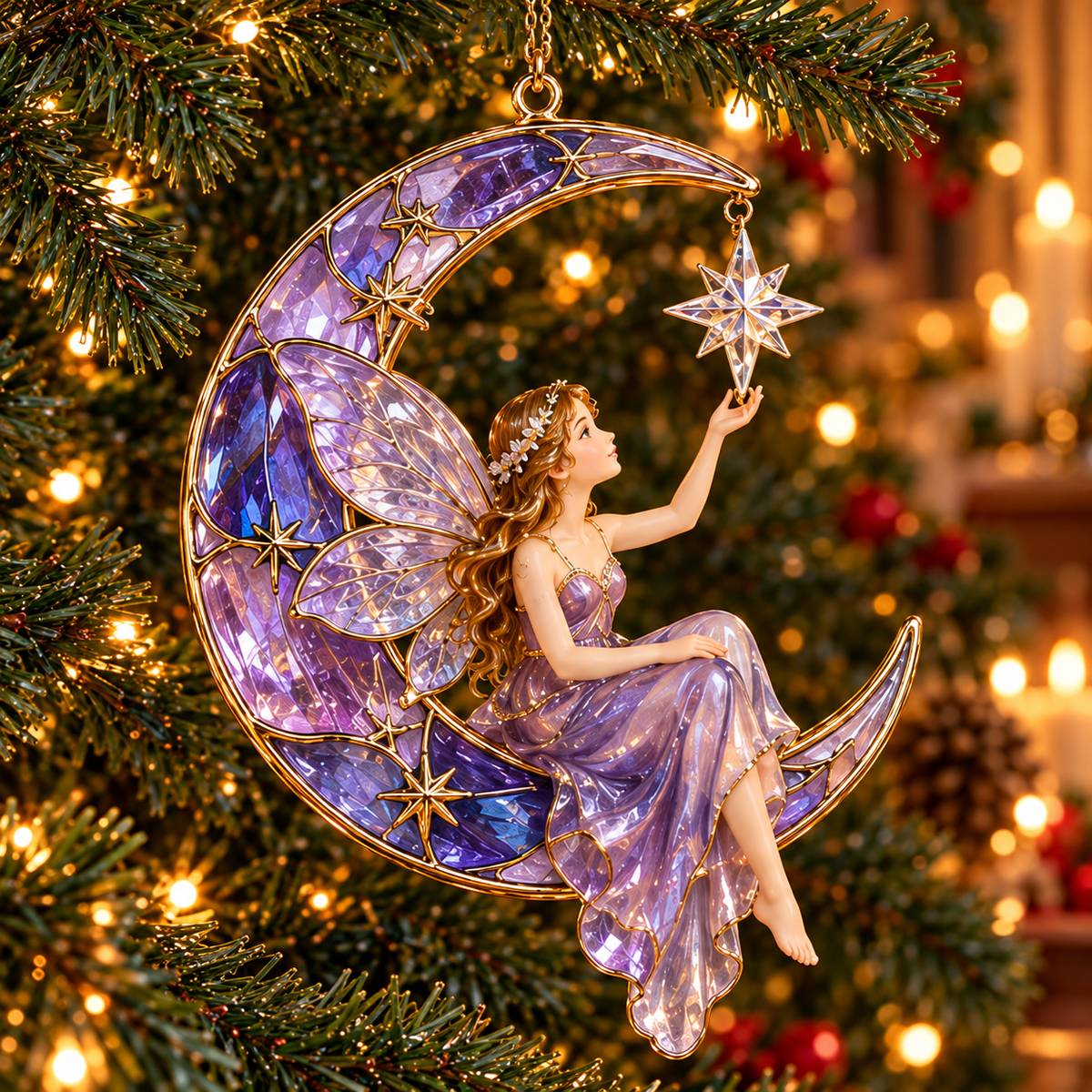 ✨ 2026 Enchanted Moon Fairy Christmas Ornaments – Set of 6