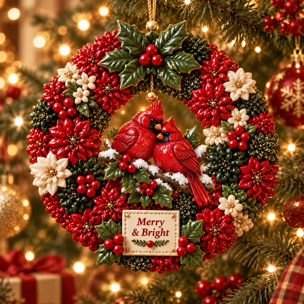 Merry & Bright Christmas Wreath Ornament Collection – 6-Piece  Santa, Snowman, Gingerbread, Nutcracker, Reindeer & Cardinal Christmas Tree Decorations | Festive Holiday Keepsake Gifts