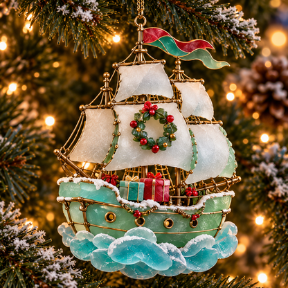 ⛵ 2026 Coastal Christmas Sailing Ship Ornaments – Set of 6 Nautical Holiday Keepsakes