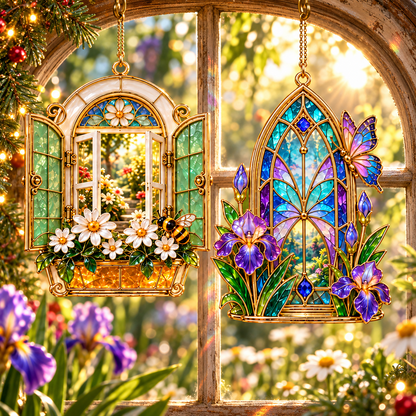 ✨ 2026 Enchanted Stained Glass Fairy Doors & Windows Christmas Ornaments – Set of 6