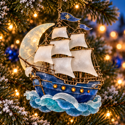 ⛵ 2026 Coastal Christmas Sailing Ship Ornaments – Set of 6 Nautical Holiday Keepsakes